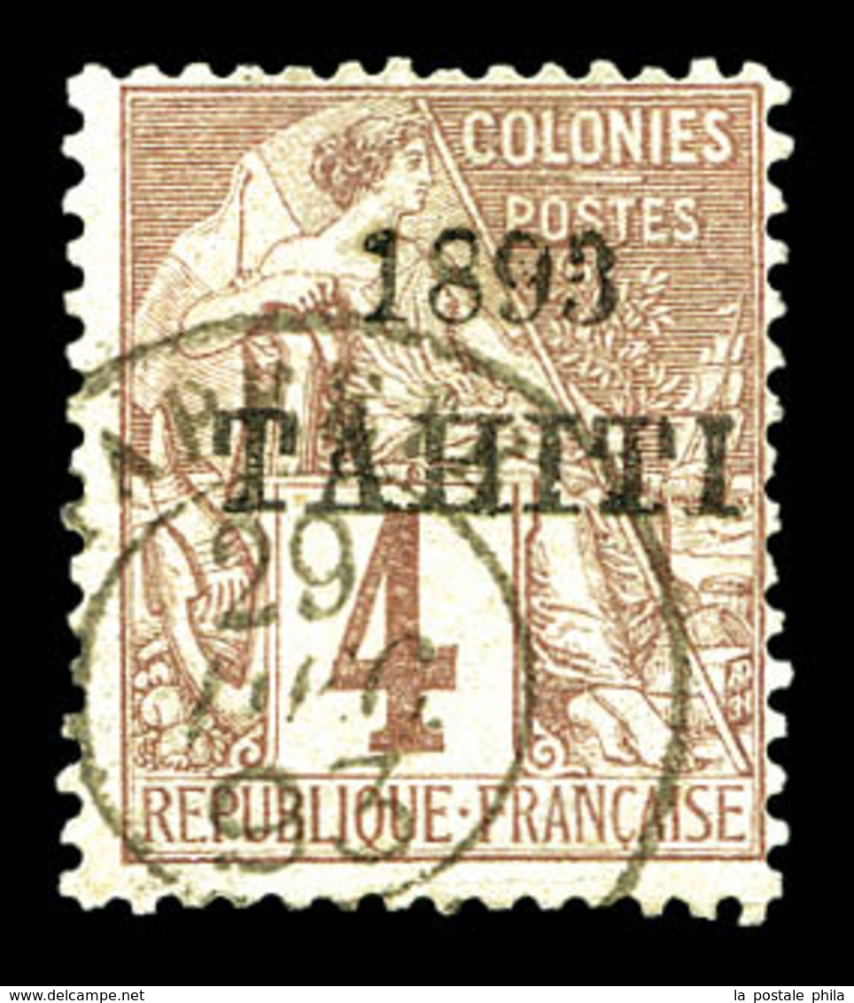 O TAHITI, N°21, 4c Lilasbrun Sur Gris. SUP. R.R. (signé Calves/Brun/certificat)   Qualité: O   Cote: 1800 Euros - Used Stamps