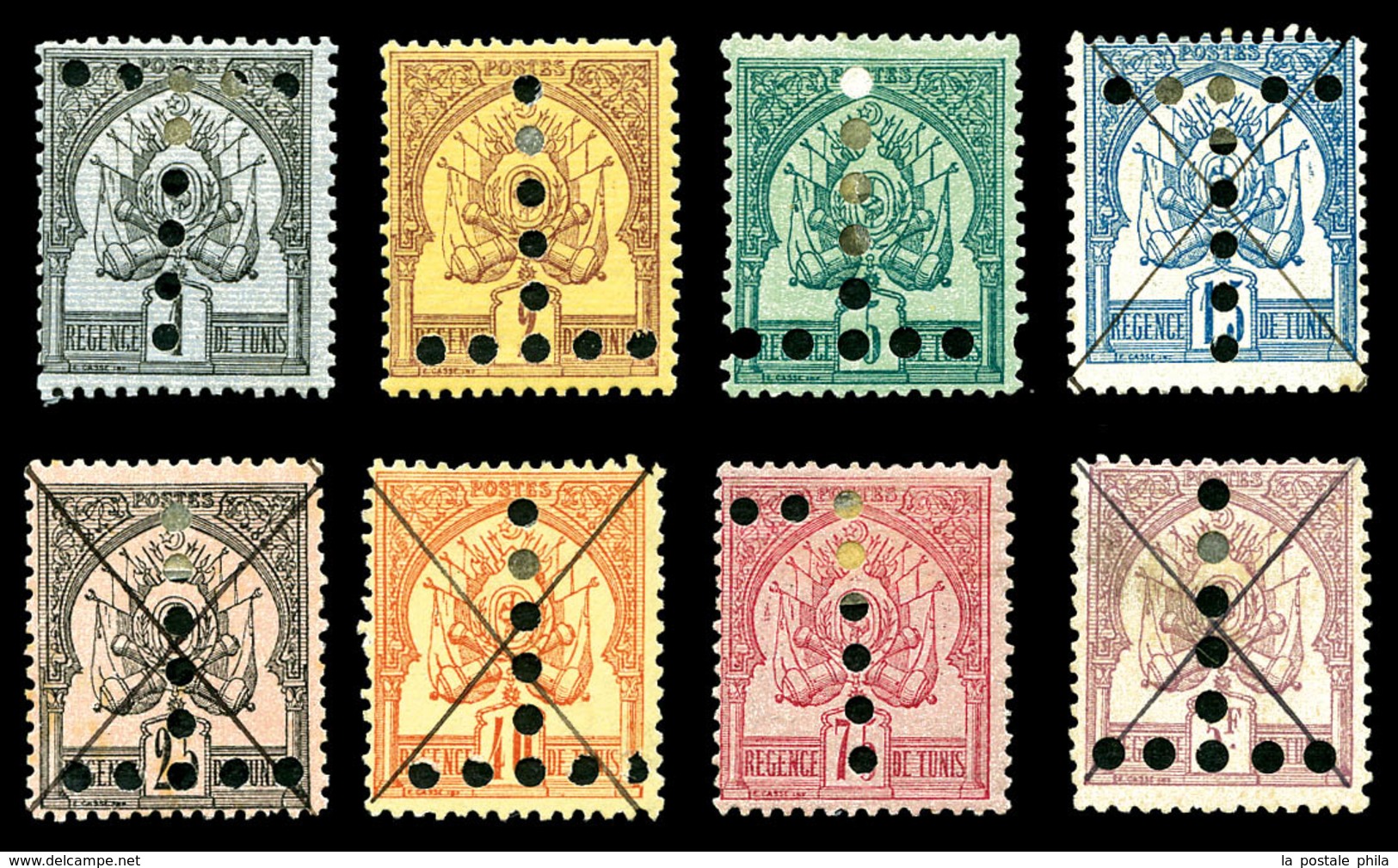 O TUNISIE, Taxe, N°1/8, Timbres De 188893 Perforés En T, N°1 à 3 Et 7 Neufs *   Qualité: O   Cote: 628 Euros - Unused Stamps