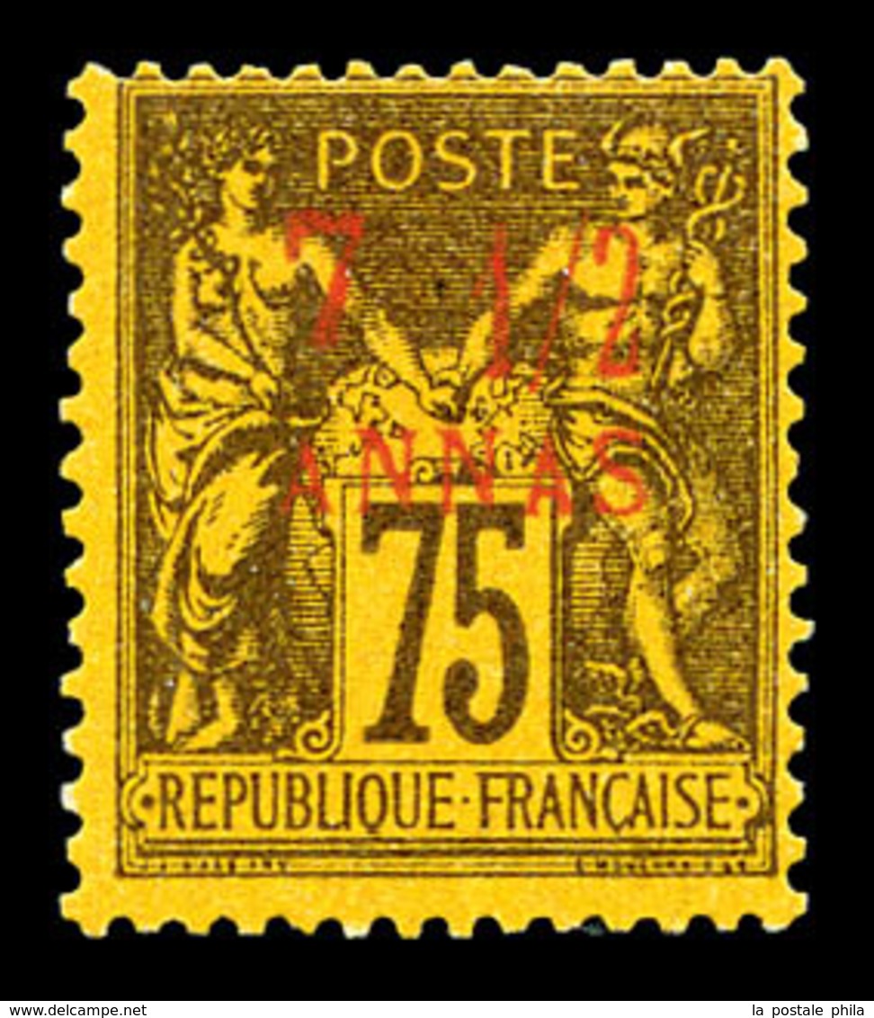 * ZANZIBAR, N°9, 7 1/2 A Sur 75c Violet S Jaune. TTB (certificat)   Qualité: *   Cote: 600 Euros - Unused Stamps