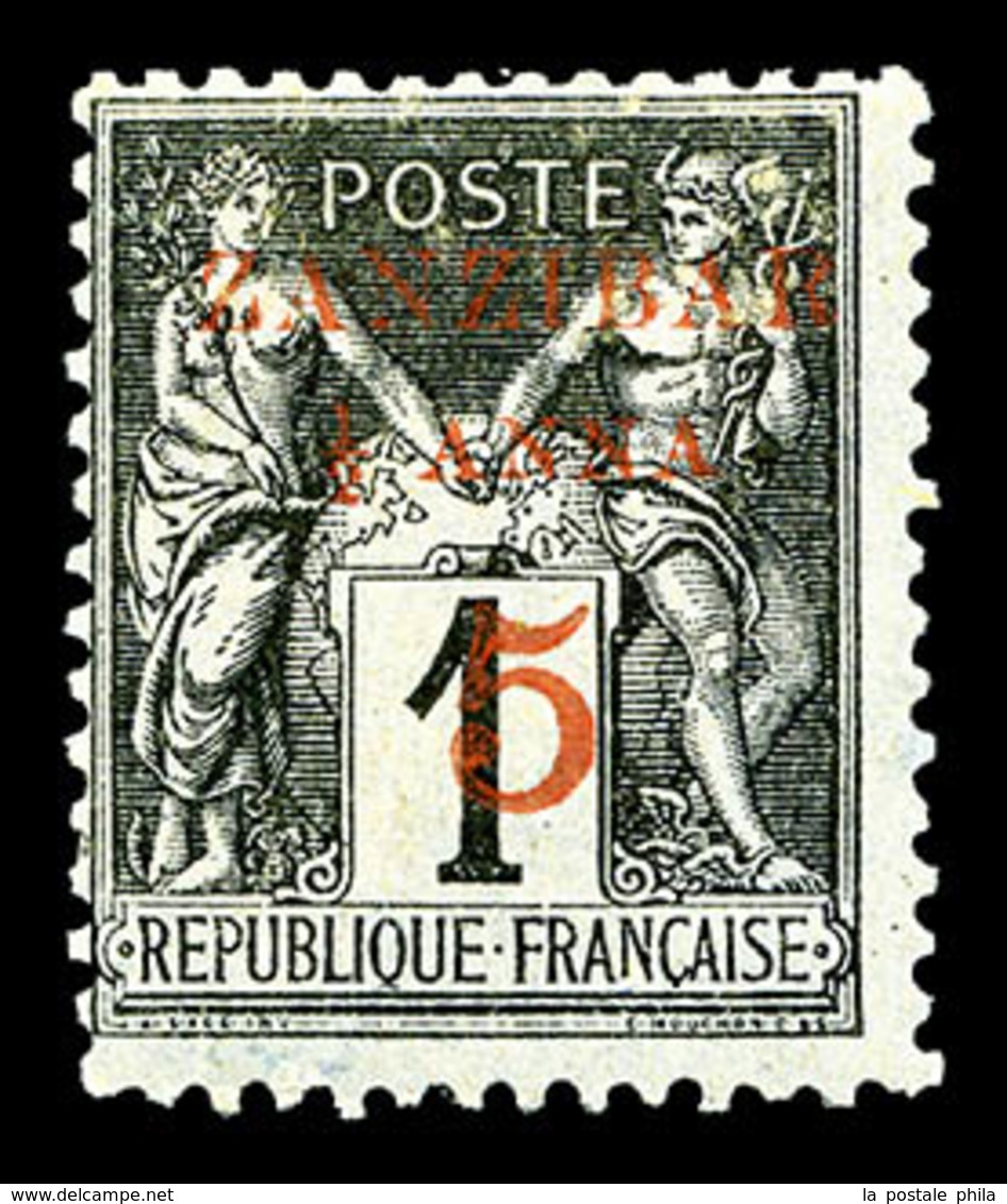 * ZANZIBAR, N°12a, 1/2a Et 5 Sur 1c Noir Sur Azuré Type II, TTB   Qualité: *   Cote: 330 Euros - Unused Stamps