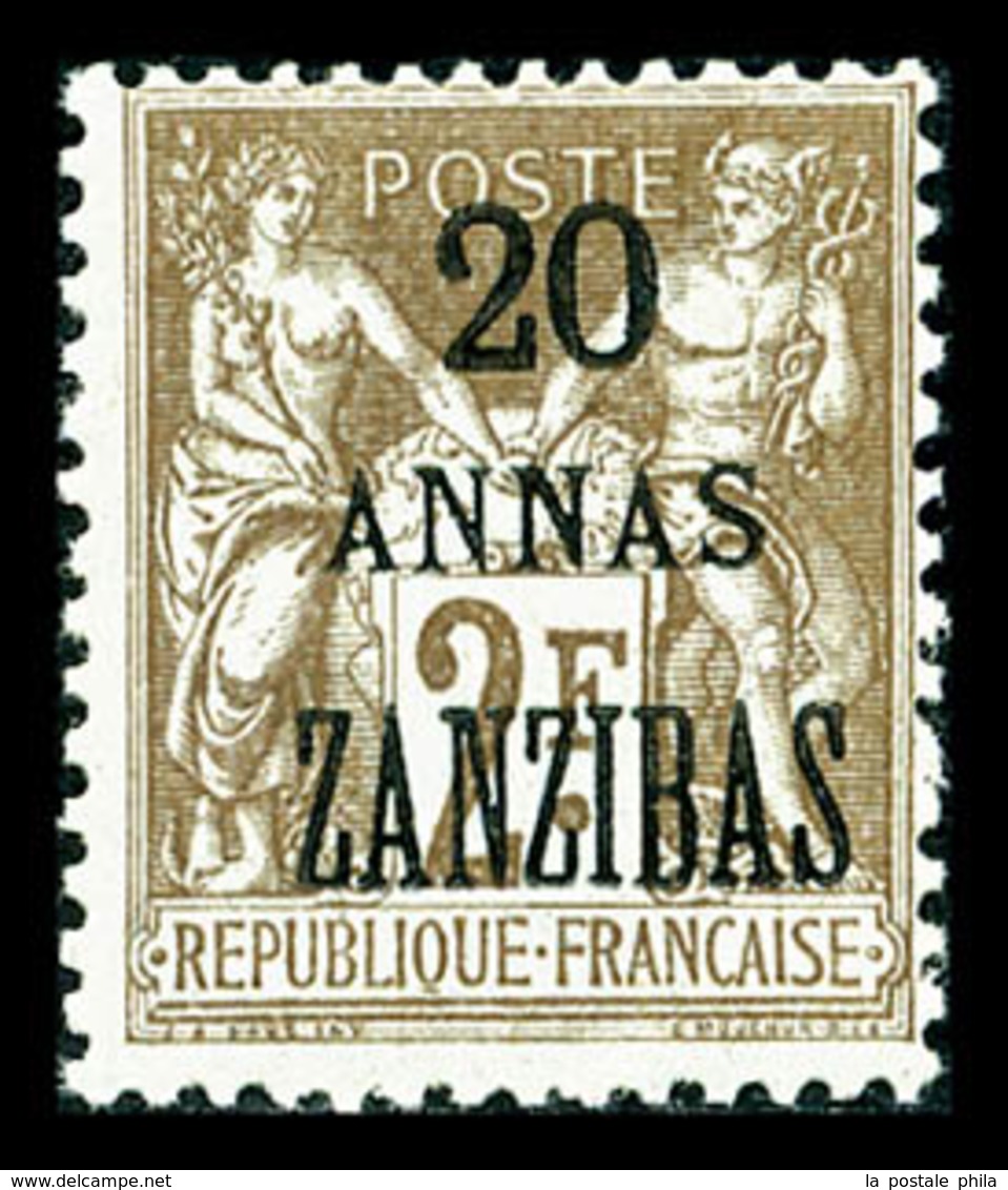 * ZANZIBAR, N°30b, 20 A Sur 2F: Erreur 'ZANZIBAS', TTB (certificat)   Qualité: *   Cote: 850 Euros - Unused Stamps