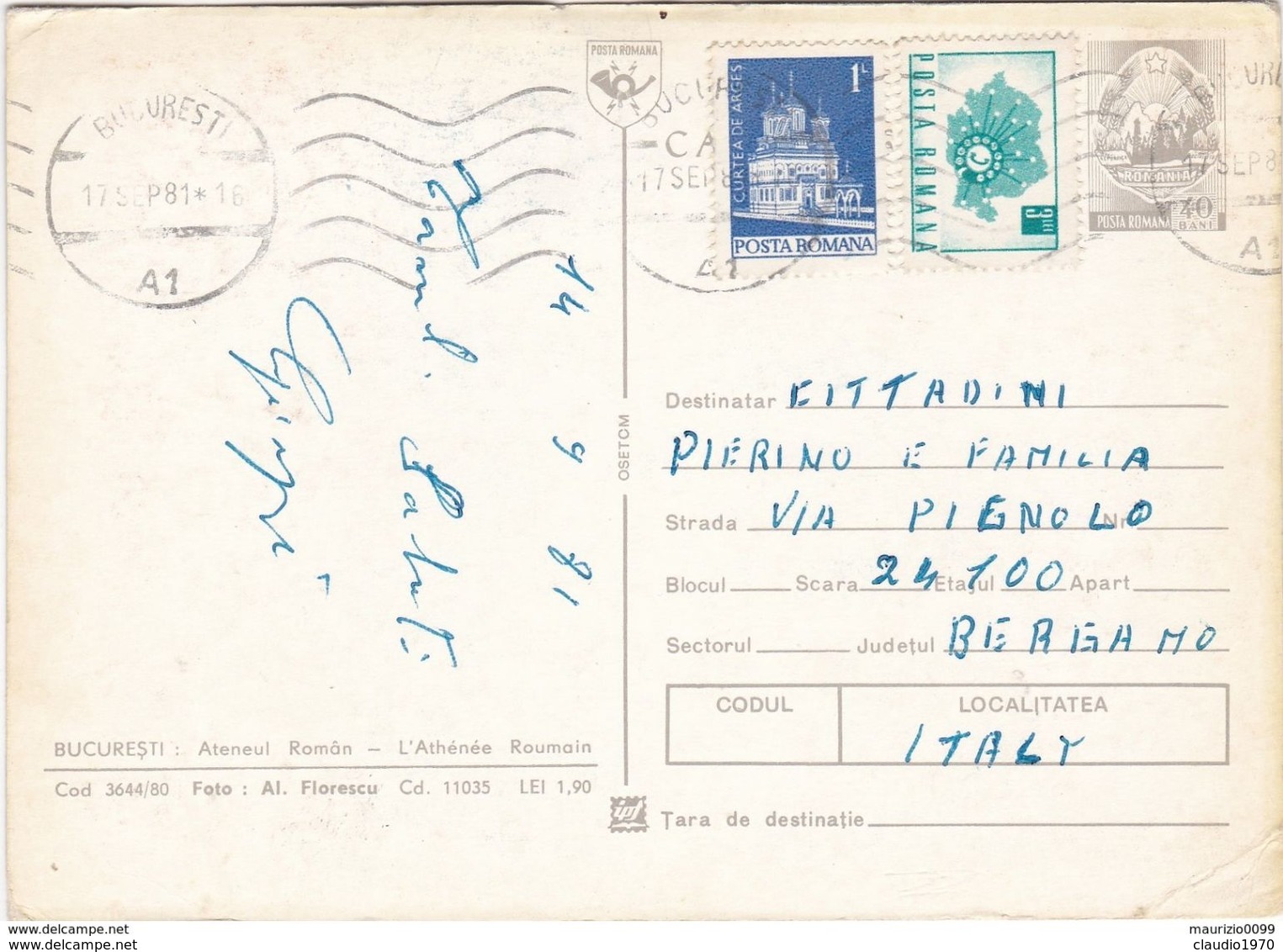 CARTOLINA - POSTCARD - ROMANIA - BUCURESTI. ATENEUL ROMAN - Romania