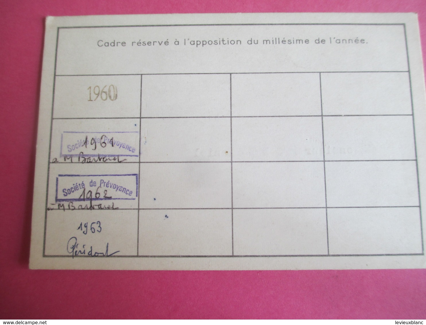 Doc Administratif/Carte D'Adhérent/Société De Prévoyance/Administration Contrib./Daniel PEDE/1960 - 1963        AEC133 - Autres & Non Classés