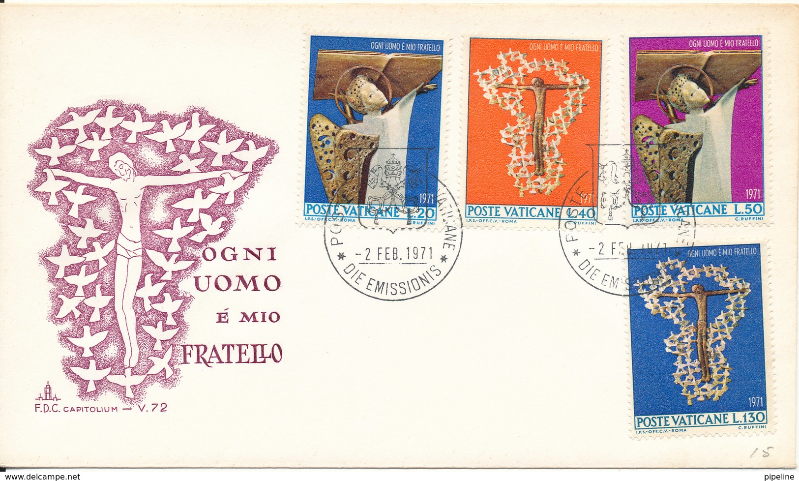 Vatican FDC 2-2-1971 International Year Against Racism With Cachet - FDC