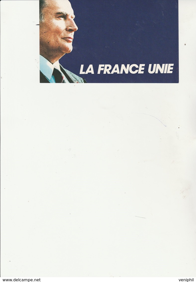 AUTOCOLLANT FORMAT CARTE -FRANCOIS MITTERRAND -  LA FRANCE UNIE -ANNEE 1987 - People