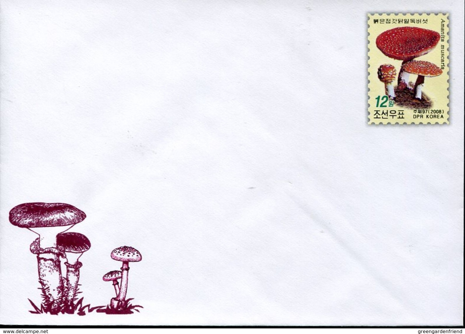 32415  North Of Korea, Stationery Cover  2008 Mushroom, Pilze,champignon, Amanita Muscaria - Mushrooms