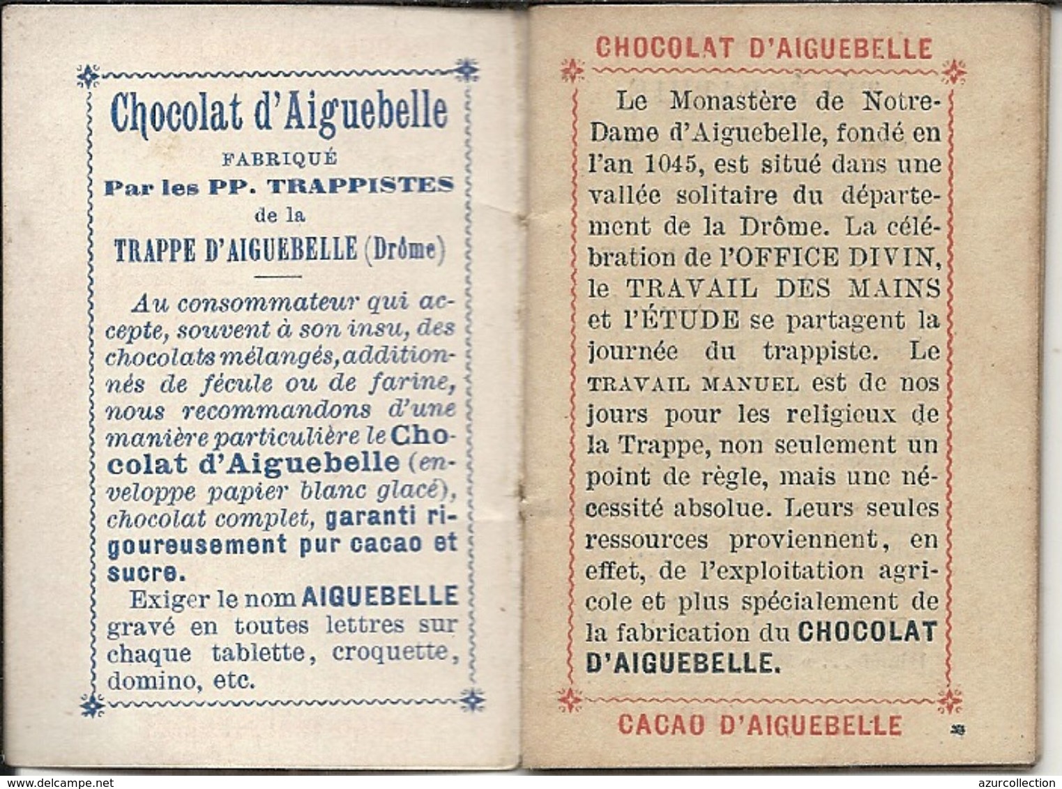 CHOCOLAT D'AIGUEBELLE . MINI CARNET PUB + CALENDRIER 1902 - Formato Piccolo : 1901-20