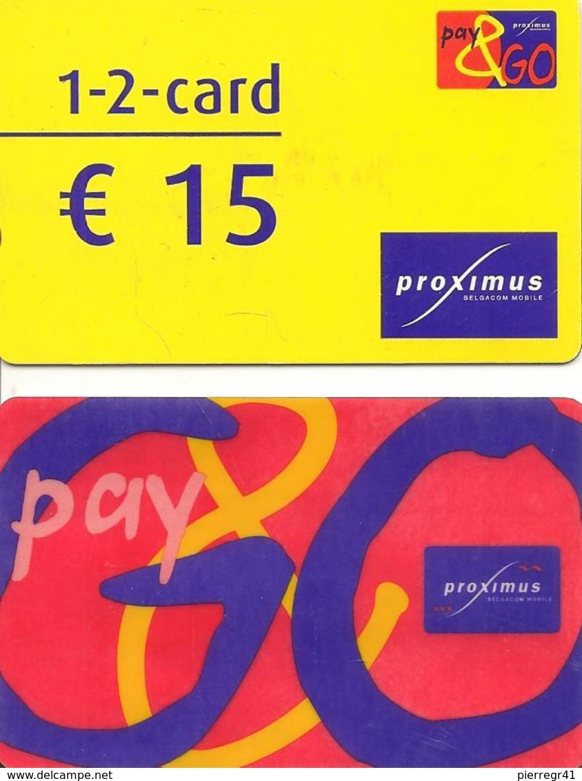 2 CARTE-+PREPAYEE-BELGE-995 FEF Et 15€-PROXIMUS--Plastic Fin-GRATTE-BE - Cartes GSM, Recharges & Prépayées