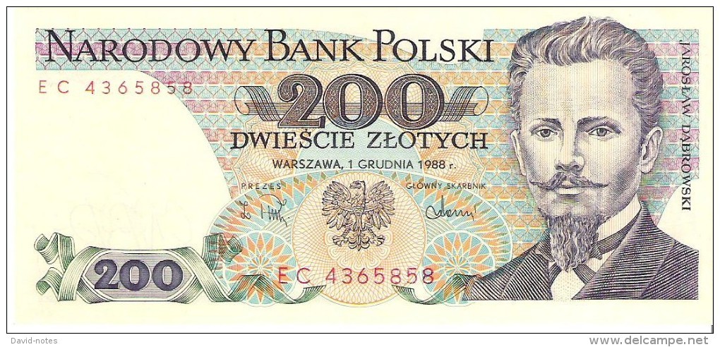 Poland - Pick 144  - 200 Zlotych 1988 - AUnc - Polonia