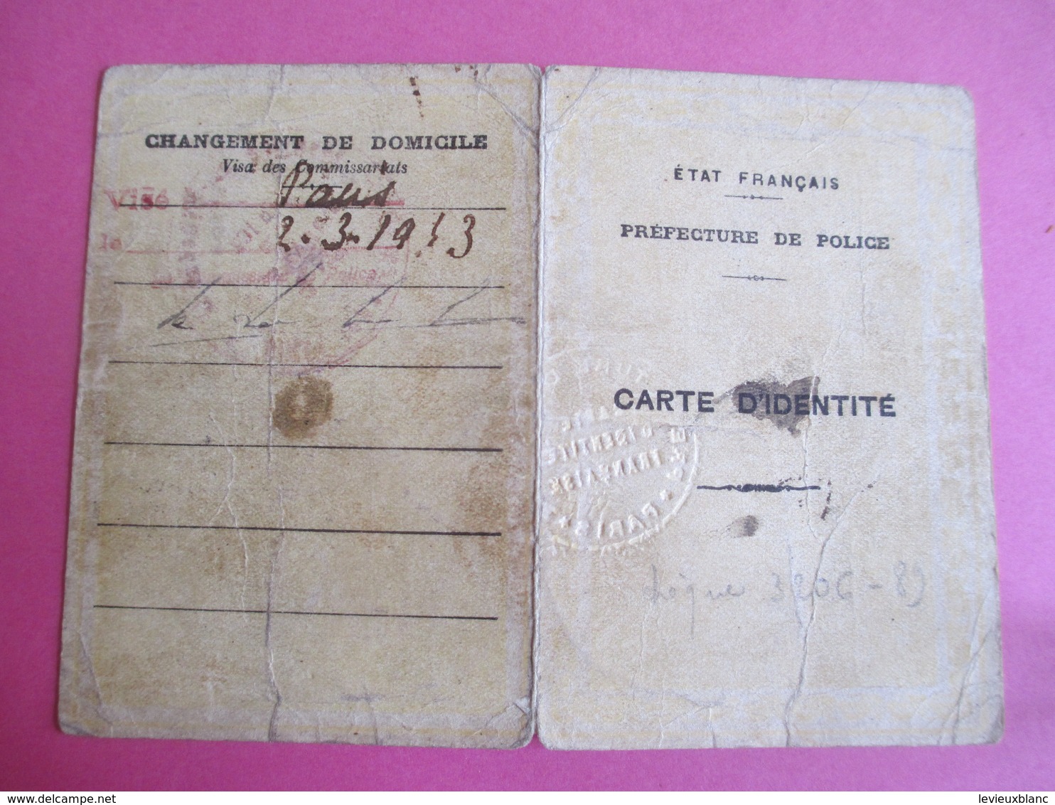 Doc Administratif/Carte  D'Identité/Etat Français/Daniel PEDE/Préfecture De Police /Paris/1941                    AEC143 - Autres & Non Classés