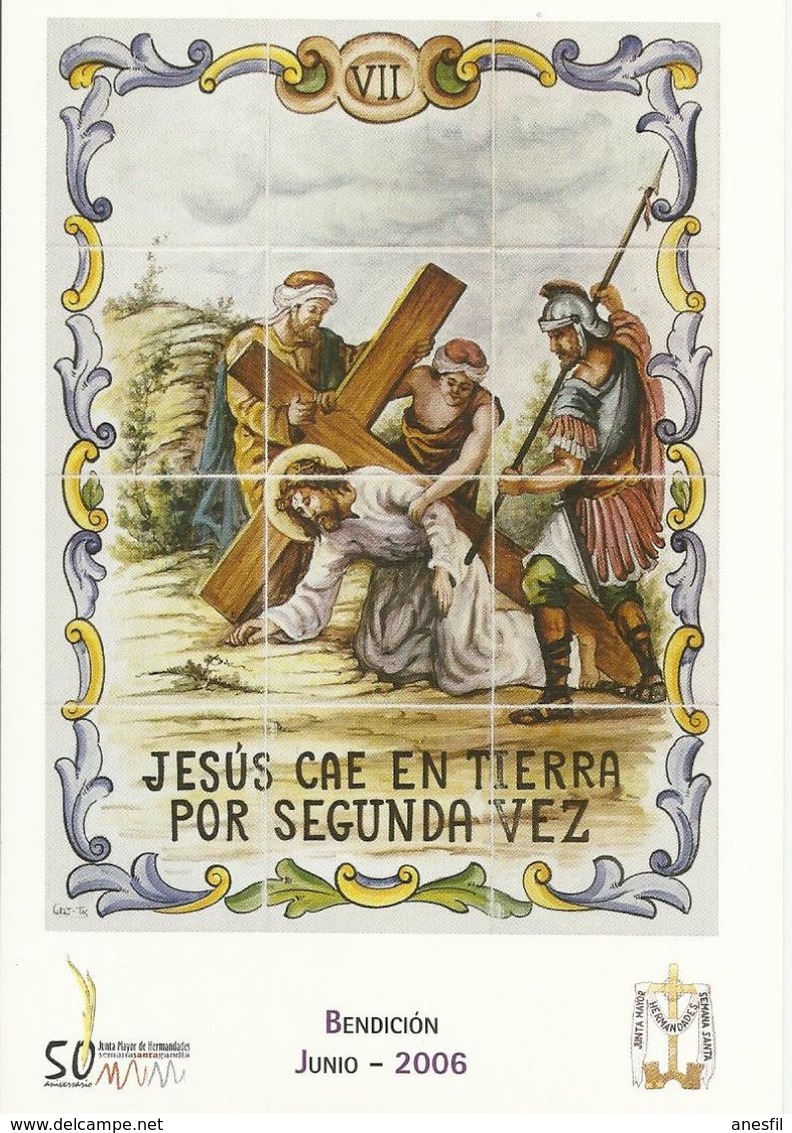 Gandia. Semana Santa. Estaciones Del Calvario De Jesús. Jesús Cae En Tierra Pos Segunda Vez. - Santos