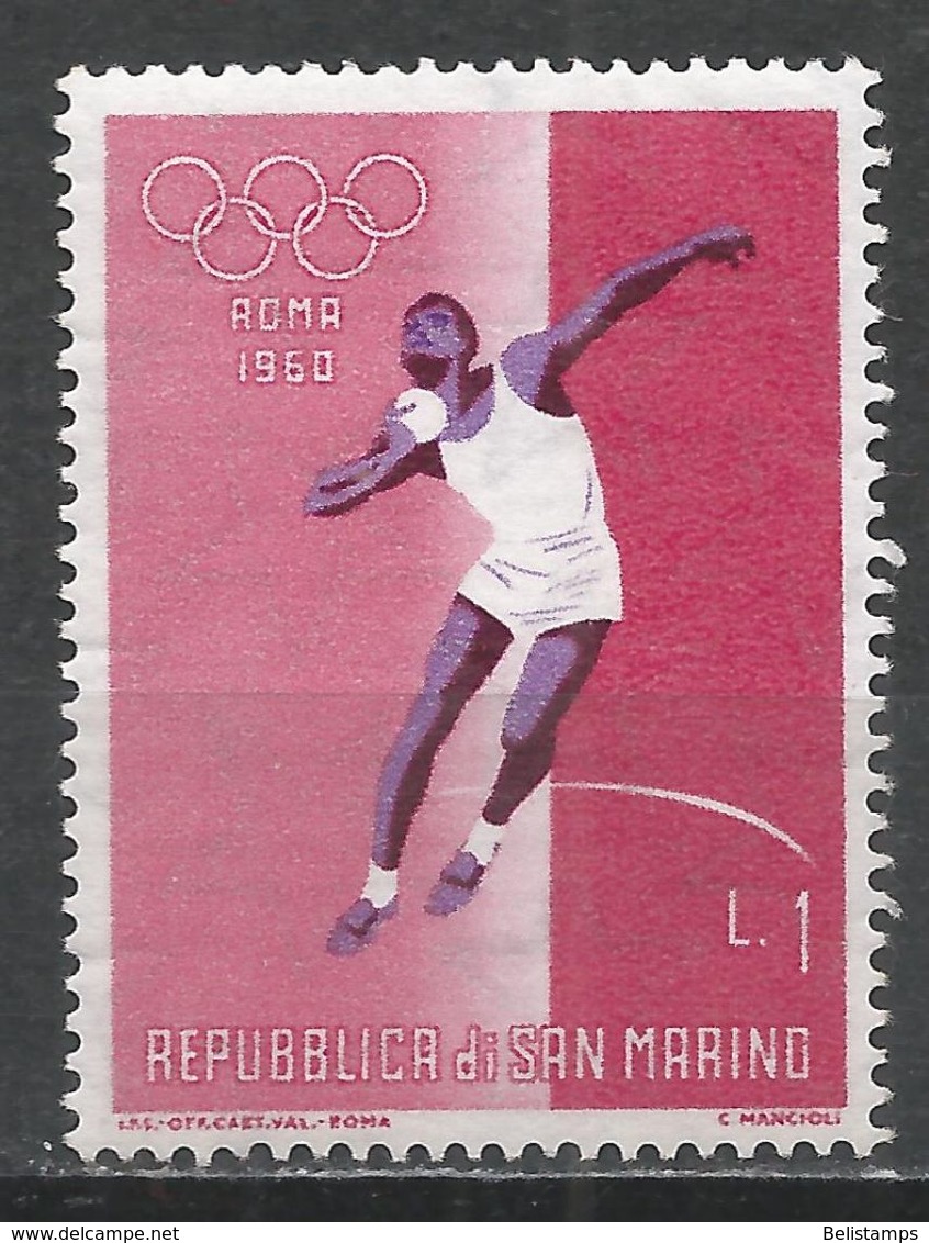 San Marino 1960. Scott #456 (MH) Olympic Games, Rome, Shot Put - Neufs