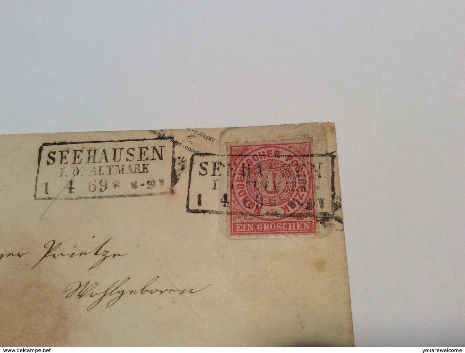 NDP 1868: 1Gr. Ganzsache Brief Preußen 1Sgr Stpl. SEEHAUSEN ALTMARK (Magdeburg - Postwaardestukken
