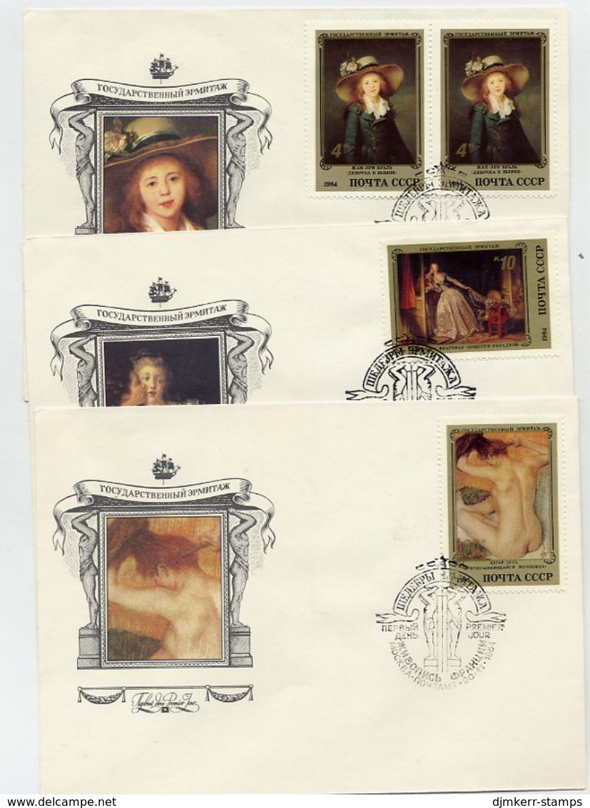 SOVIET UNION 1984 French Paintings Set On 5 FDCs.  Michel 5452-56 - FDC