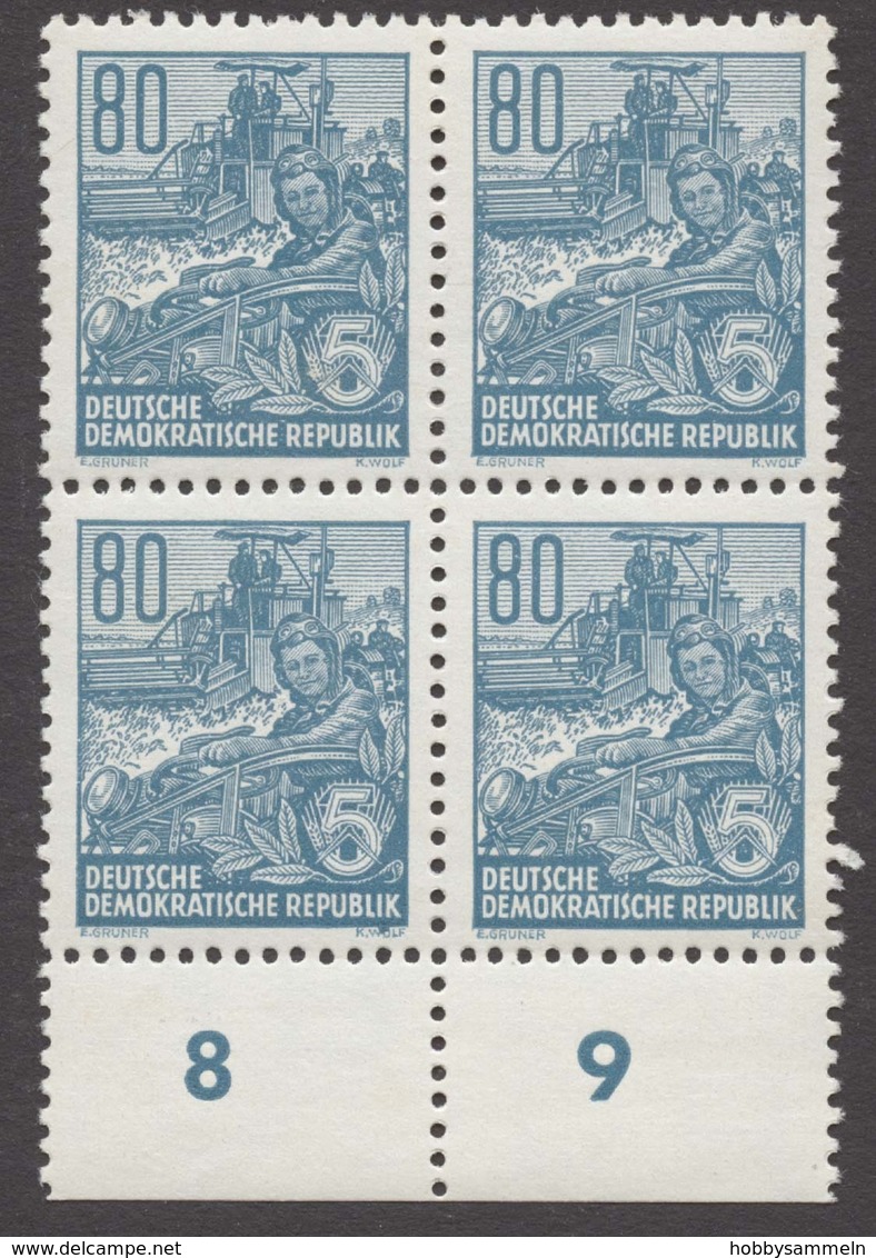 DDR, 1953, Fünfjahrplan II, MiNr. 421, **, X II, Viererblock Vom UR - Other & Unclassified