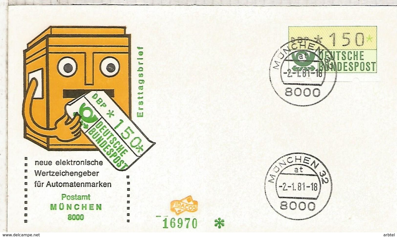 ALEMANIA FDC ATM MÜNCHEN - Cartas & Documentos