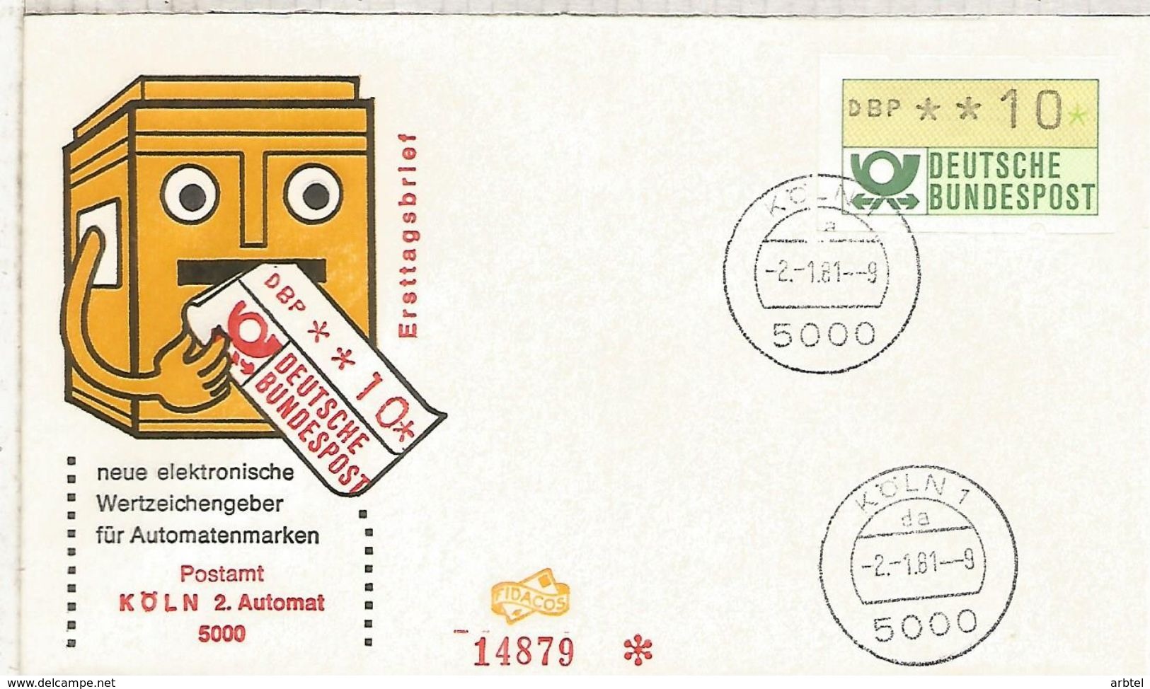 ALEMANIA FDC ATM KOLN 1 - Cartas & Documentos