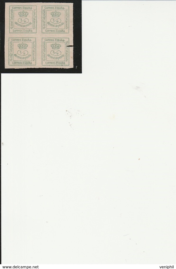 TIMBRE ESPAGNE N° 140 -BLOC DE 4 NEUF SANS GOMME -ANNEE 1873 -  COTE : 55 € - Nuovi