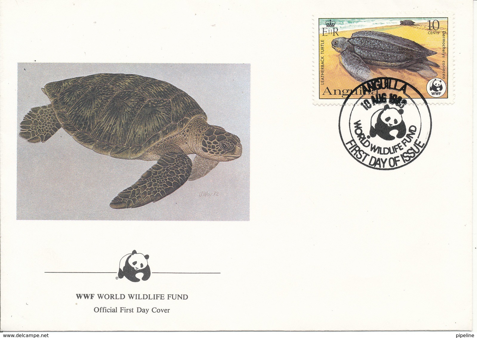 Anguilla FDC WWF 10-8-1983 Turtle With PANDA On The Stamp And Cachet - Other & Unclassified