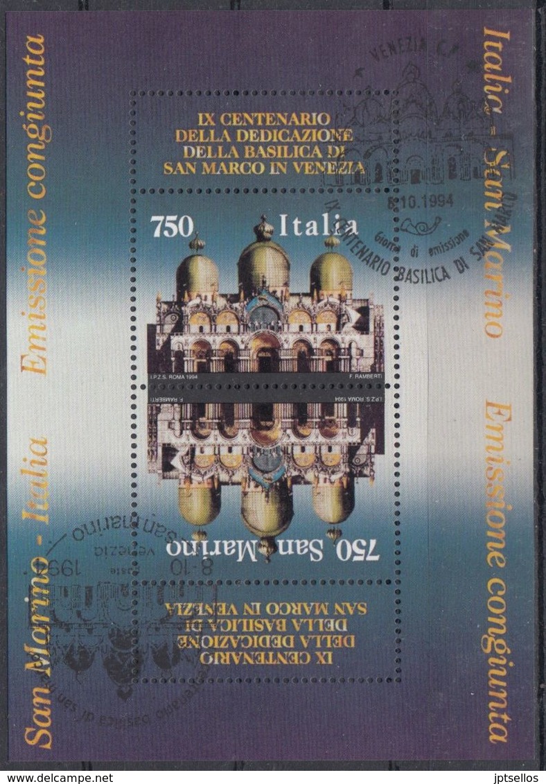 ITALIA 1994 Nº HB-16 USADO 1º DIA ITALIA-SAN MARINO - 1991-00: Usados
