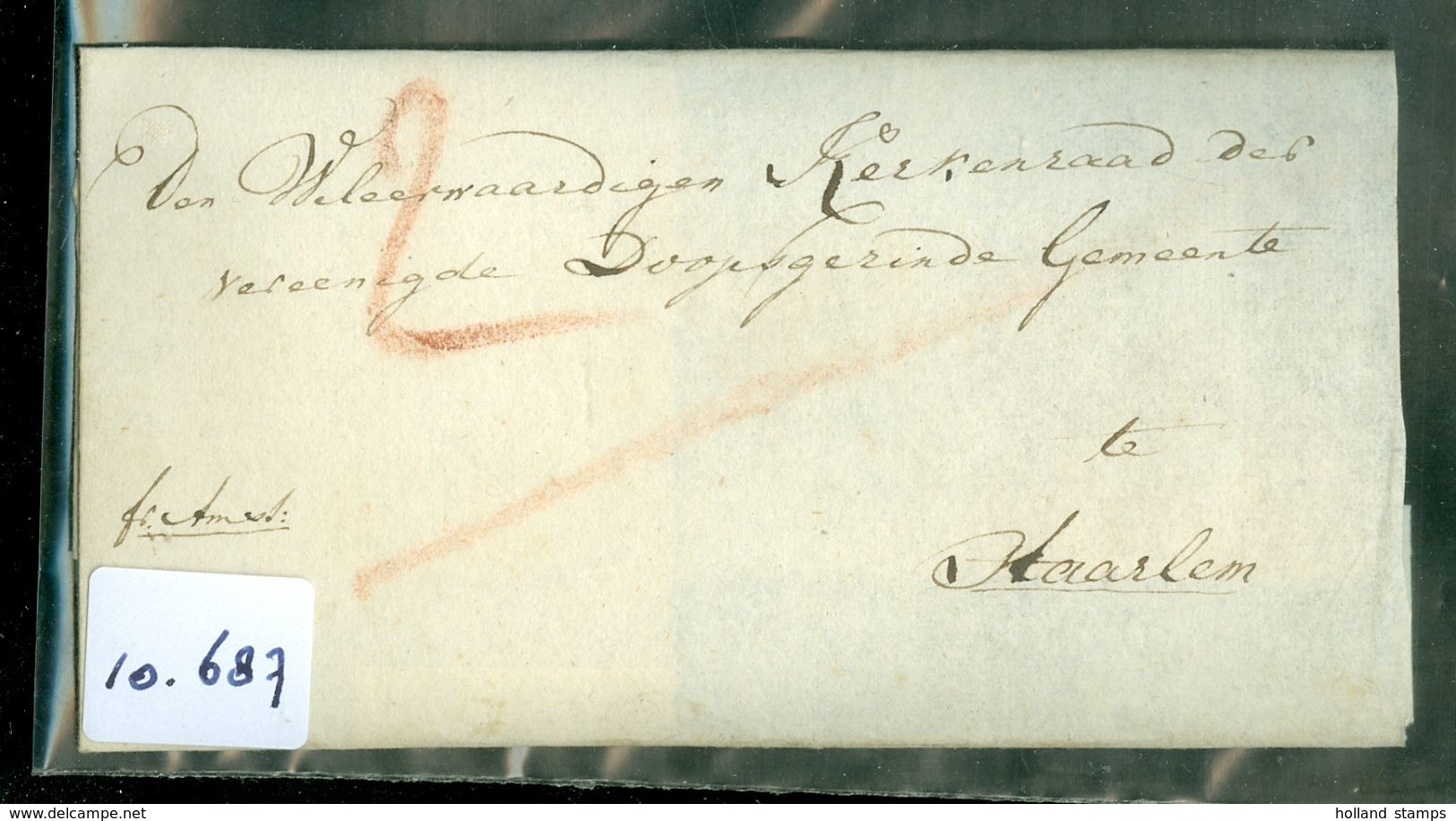 BRIEFOMSLAG Rond 1784 Gelopen POSTHOORN STEMPEL AMSTERDAM Naar DOOPSGEZINDE GEMEENTE Te HAARLEM  Zwart Lakzegel (10.687) - ...-1852 Precursori