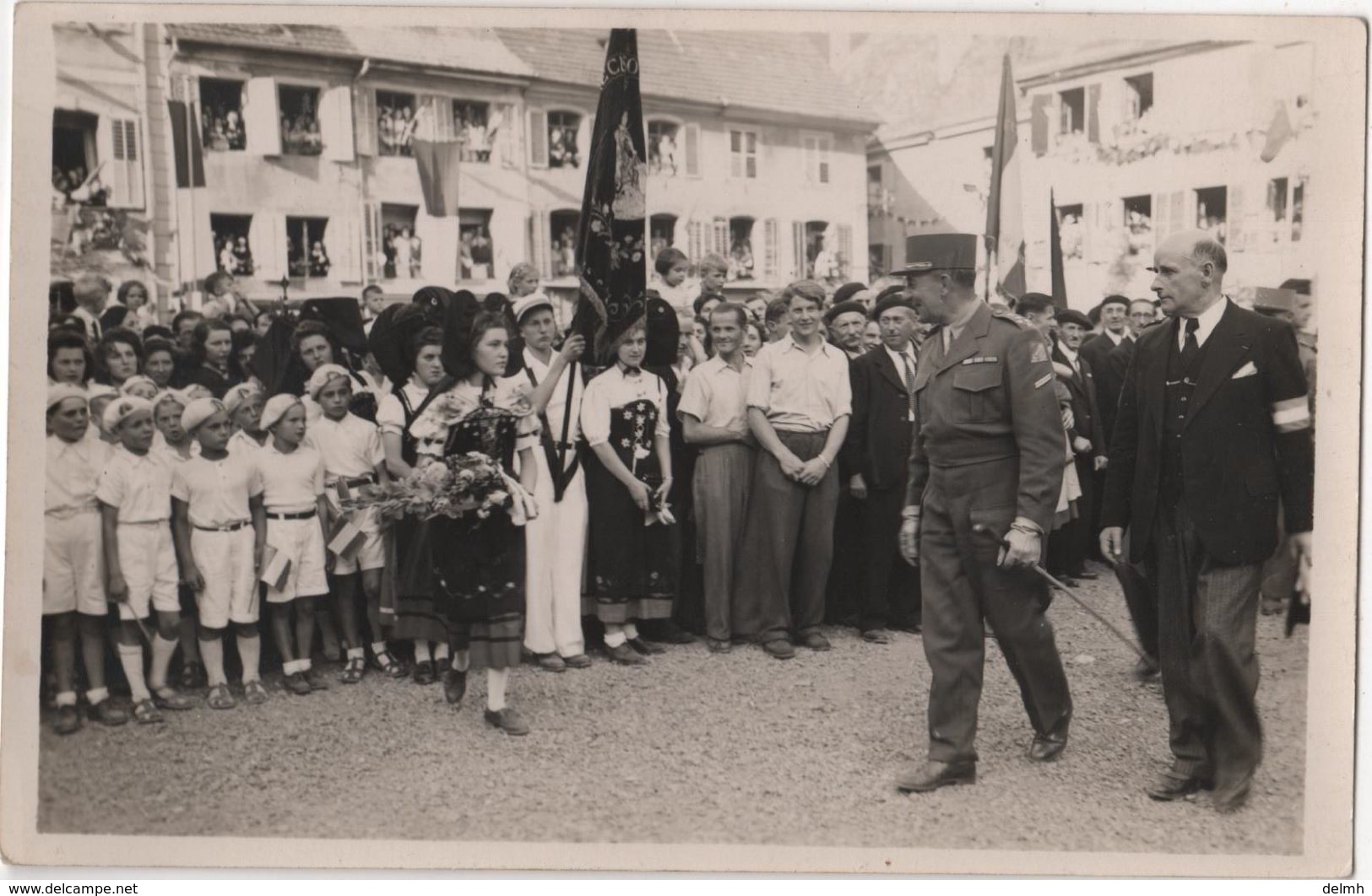 Carte Photo 68 Fêtes Libération Aout 1946 MASEVAUX  2ème Bataillon De Choc Personnalités - Masevaux