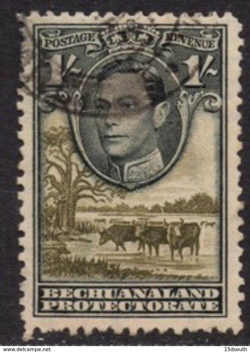 Bechuanaland Protectorate - 1938 KGVI 1s Black & Brown-olive (o) # SG 125 - 1885-1964 Bechuanaland Protectorate