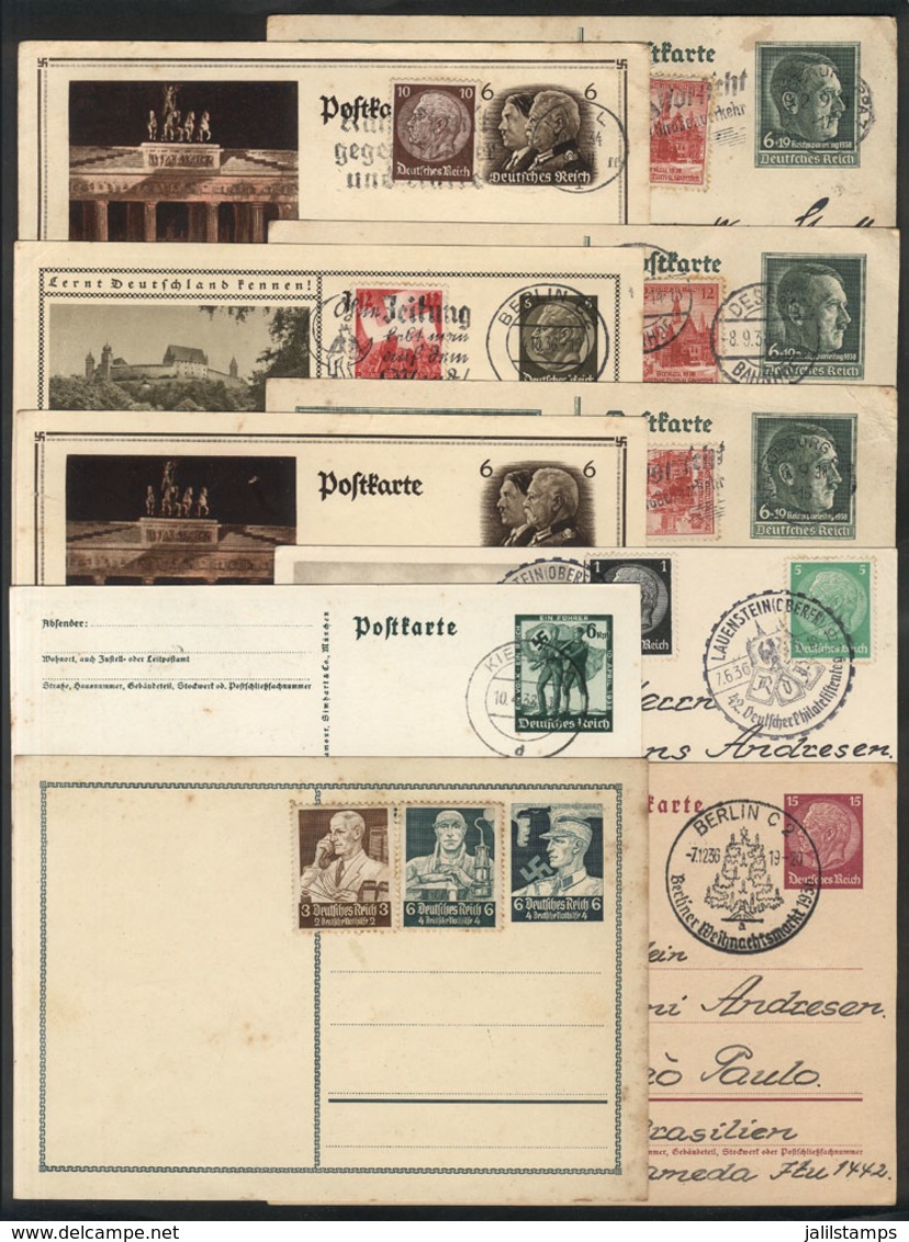 8 GERMANY: 10 Postal Cards, Most Illustrated, Almost All Sent To Brazil Between 1934 And 1938, Attractive Group! - Altri & Non Classificati