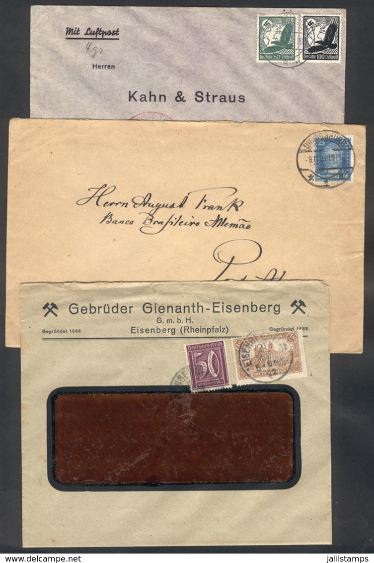 20 GERMANY: 3 Covers Sent To Brazil Between 1922 And 1939, Attractive Postages! - Otros & Sin Clasificación
