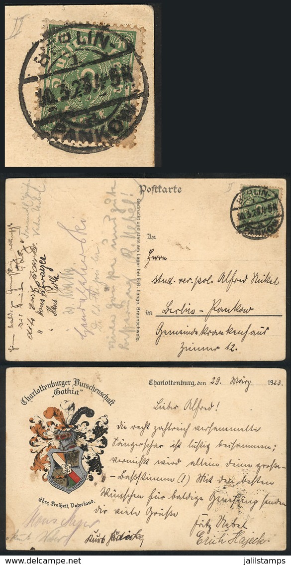 21 GERMANY: Very Nice PC With View Of The Coat Of Arms Of Chalottenburg, Sent With INFLA Postage Of 40Mk. On 30/MAR/1923 - Otros & Sin Clasificación