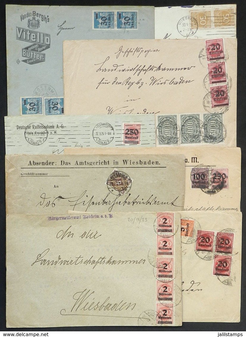 25 GERMANY: 8 Covers Used In 1923, All With Interesting INFLATION Postages, VF General Quality! - Altri & Non Classificati