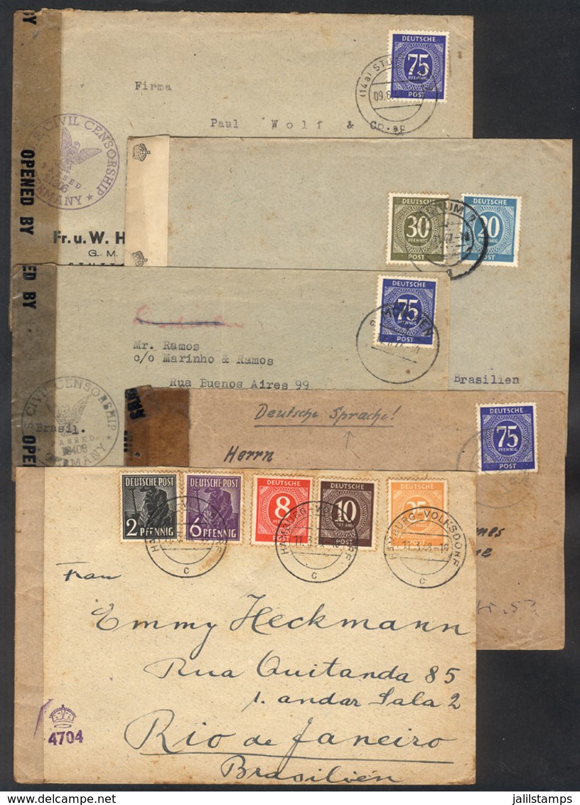 59 GERMANY: 5 Covers Used Between 1947 And 1948, Nice Postages! - Other & Unclassified