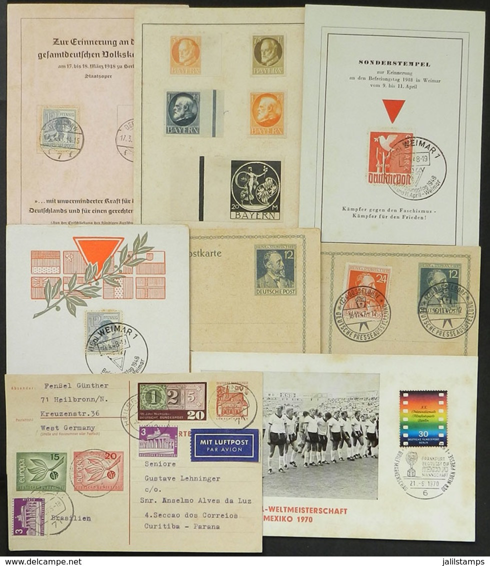 62 GERMANY: Lot Of Postal Stationeries, Cards With Special Postmarks And One Card With Imperforate Bayern Stamps (1920 I - Altri & Non Classificati