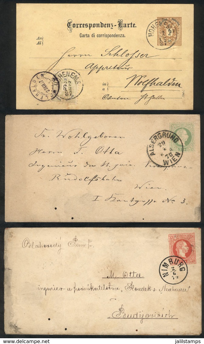 96 AUSTRIA: 3 Postal Stationeries Used Between 1874 And 1887, Very Nice But All With Defects. - Altri & Non Classificati