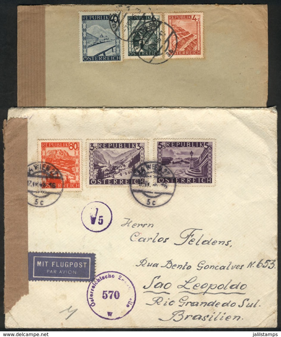 101 AUSTRIA: 2 Covers Sent To Brazil In 1946 And 1948, Censored, Good Postages! - Other & Unclassified