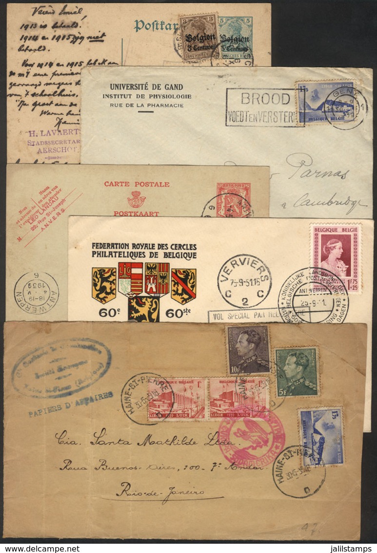 111 BELGIUM: 4 Covers And Cards + 1 Front Of Cover Used Between 1916 And 1951, Interesting! - Altri & Non Classificati