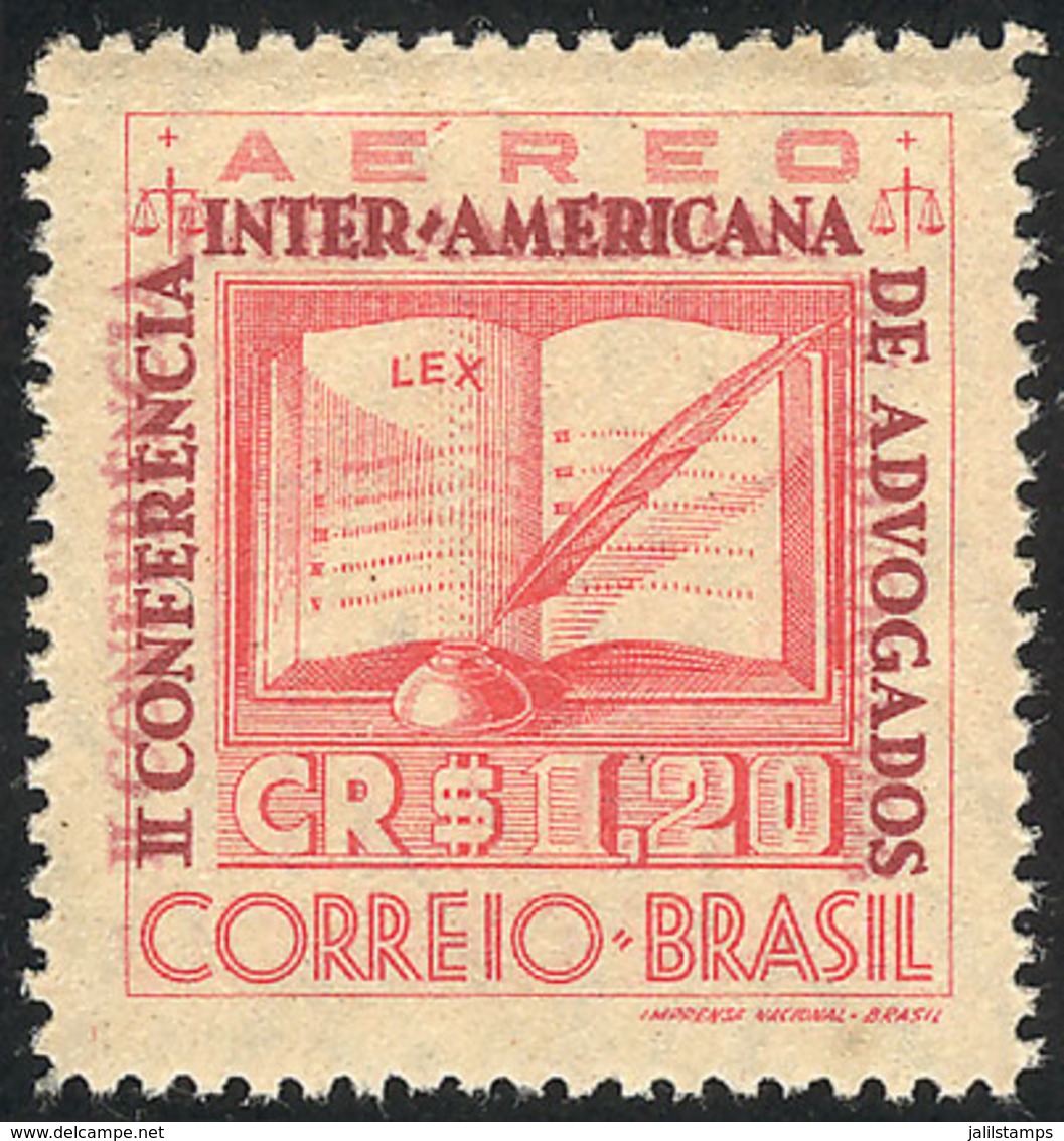 137 BRAZIL: RHM.A-51C, 1943 Lawyer's Conference, With DOUBLE IMPRESSION Of The Dark Lilac Color Variety ("II CONFERENCIA - Posta Aerea