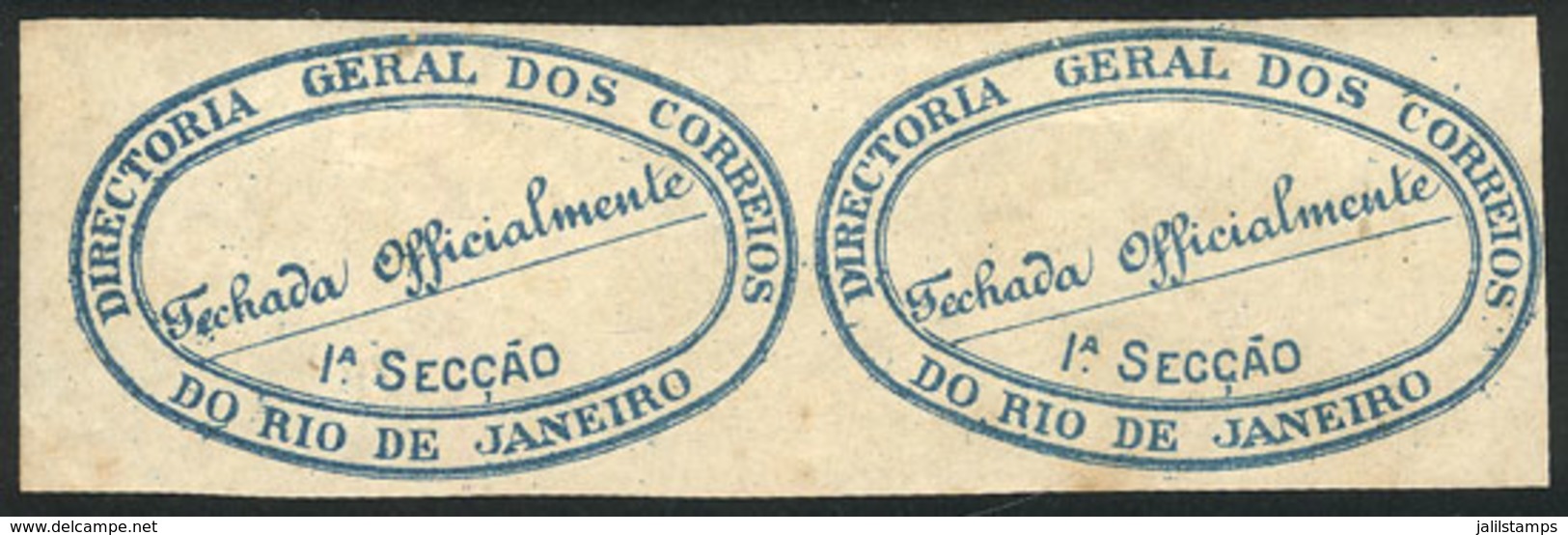 143 BRAZIL: Label Used By The Post To Seal Correspondence Received With Tears Or Damaged, Pair, Mint Original Gum, VF Qu - Altri & Non Classificati