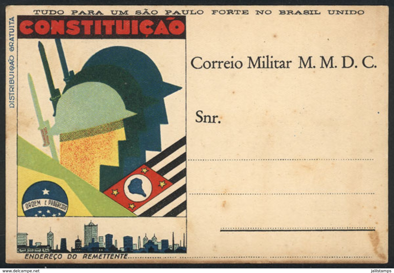 146 BRAZIL: Sao Paulo & Mato Grosso Constitutionalist Campaign: Card Similar To RHM.10, Unused, Minor Defects, RHM Catal - Ganzsachen