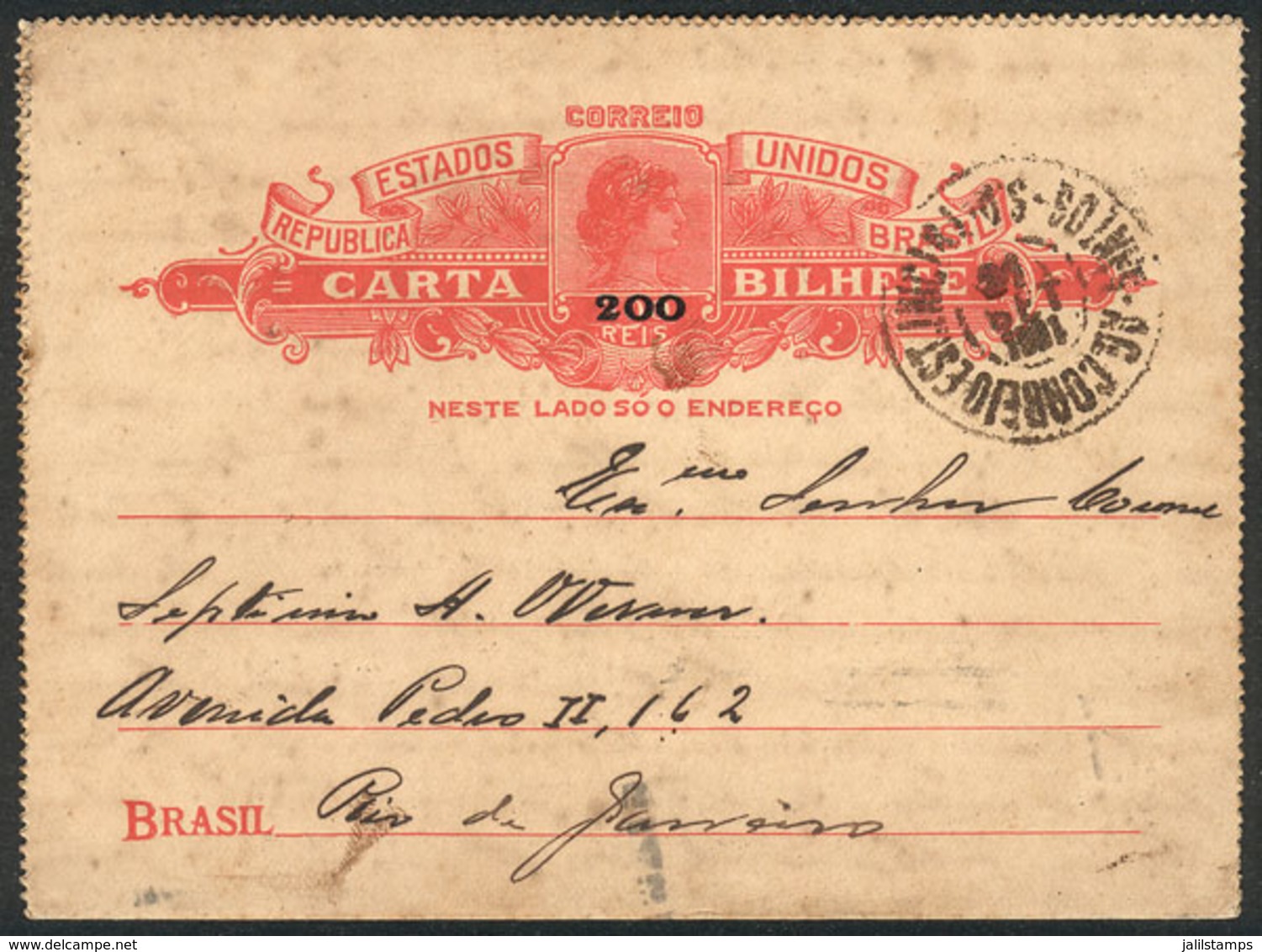 155 BRAZIL: RHM.CB-95, Lettercard Sent From Santos To Rio On 29/SE/1931, VF, Catalog Value 250Rs. - Ganzsachen