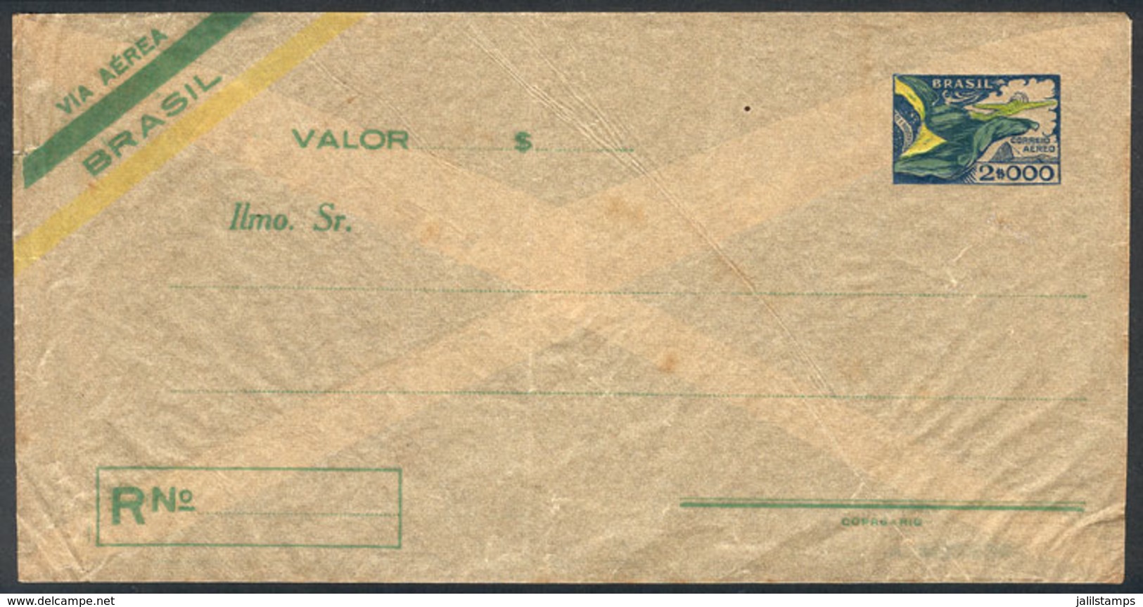 168 BRAZIL: RHM.EV-13, Unused Envelope For Declared Value, Fine Quality, Catalog Value 900Rs., Low Start! - Ganzsachen