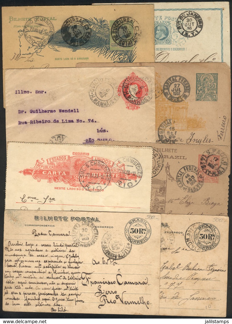 174 BRAZIL: 8 Old Used Postal Stationeries, Interesting Lot! - Ganzsachen