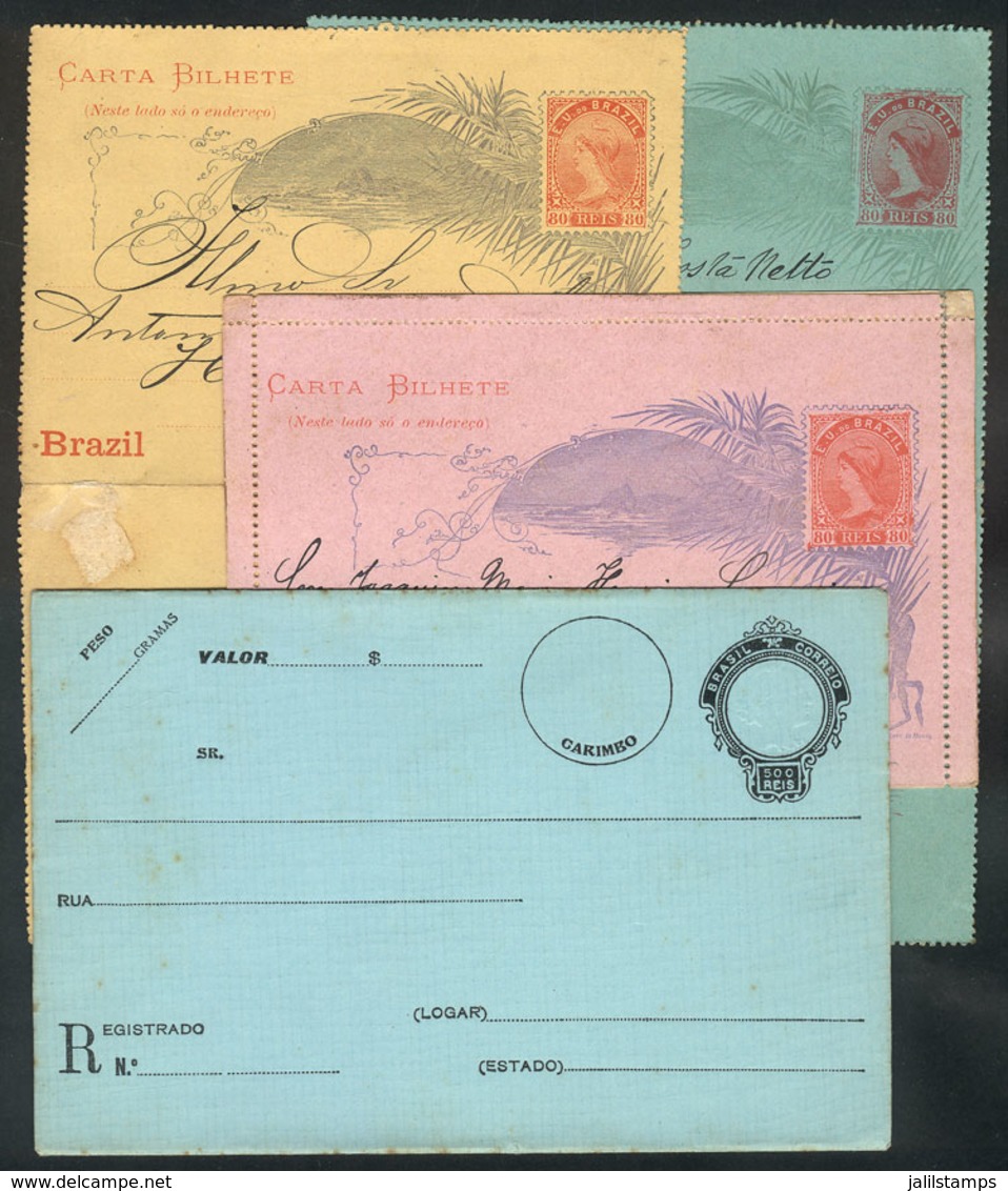 175 BRAZIL: Lot Of 3 Different Lettercards (2 With Impressions Inside) + Stationery Envelope For Declared Values, Fine Q - Interi Postali