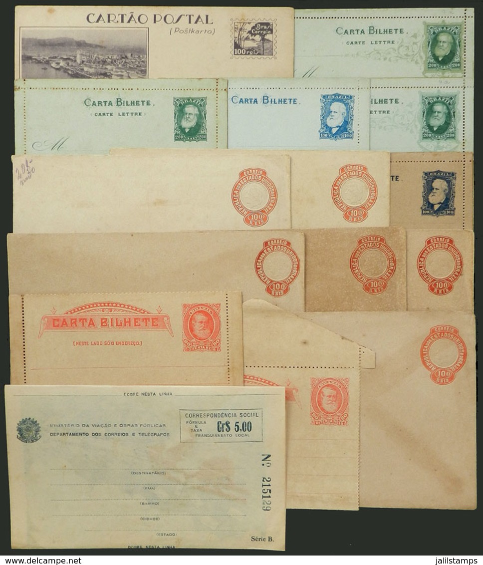 177 BRAZIL: 15 Varied Postal Stationeries, Unused, Including Several Apparently Very Rare Pieces, Fine General Quality,  - Ganzsachen