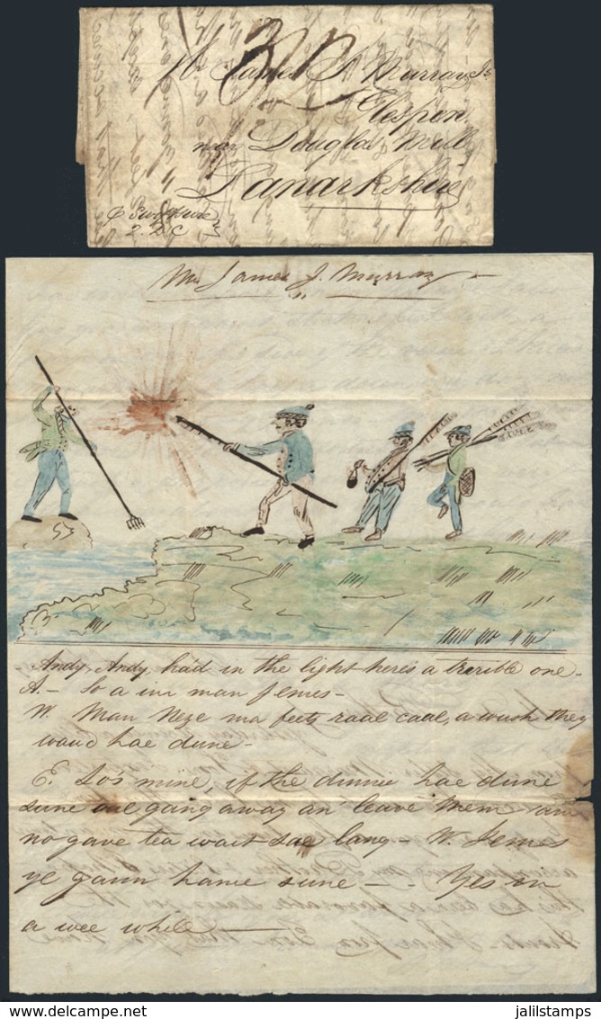 179 BRAZIL: 19/FE/1829 BAHIA - Lamarkshire: Entire Letter With A Colorful Drawing And An Interesting Text To The Brother - Altri & Non Classificati