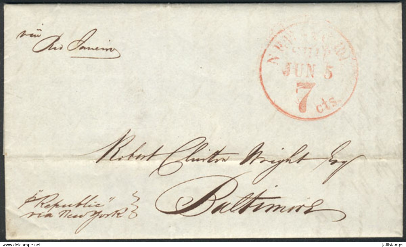182 BRAZIL: Very Long Entire Letter Dated Bahia (Brazil) 1/AP/1846, Sent To Baltimore (USA) Via "Rio De Janeiro" And "p/ - Altri & Non Classificati