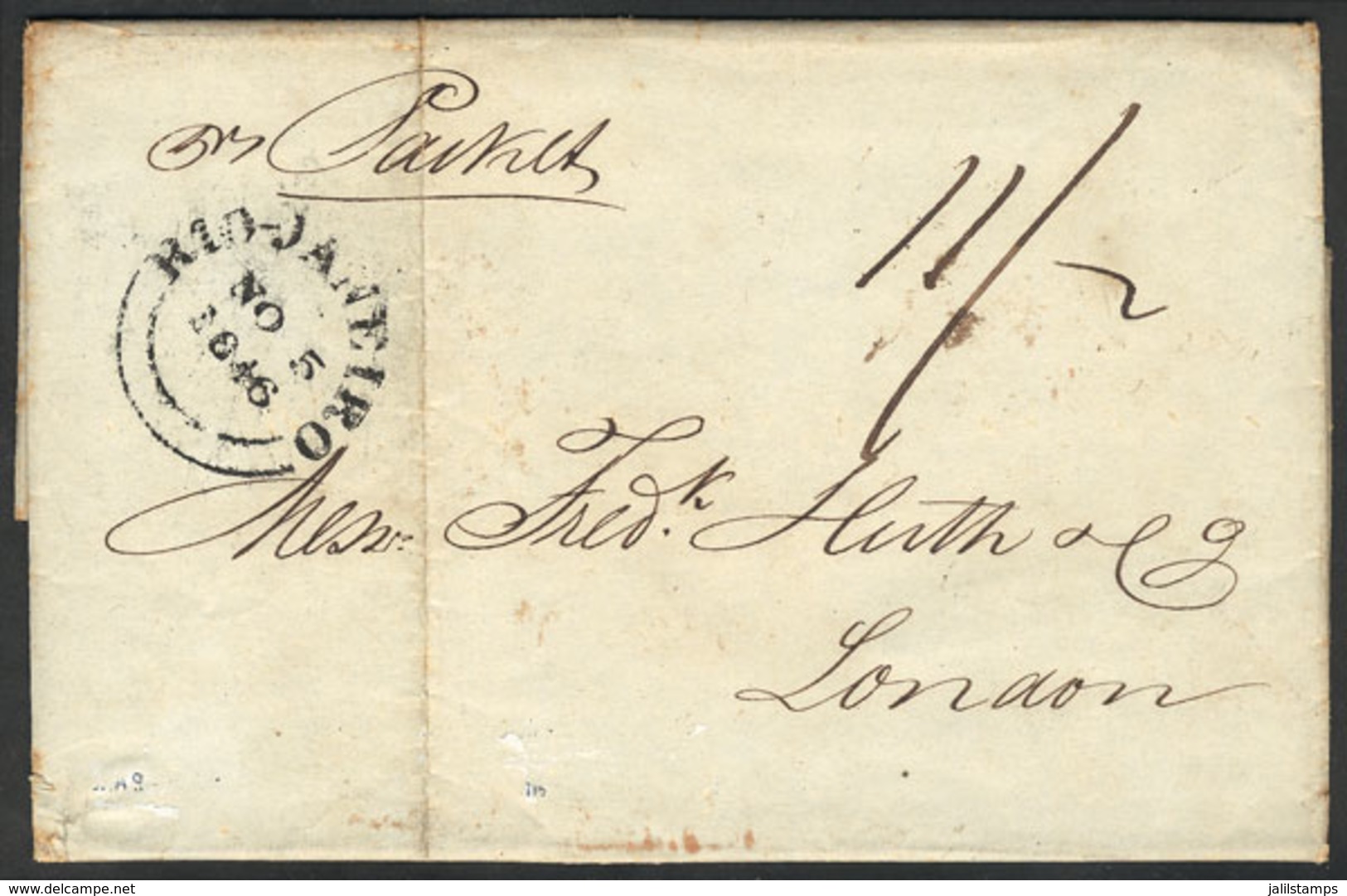 183 BRAZIL: Entire Letter Dated 5/NO/1846 Sent From RIO DE JANEIRO To London, VF Quality! - Altri & Non Classificati