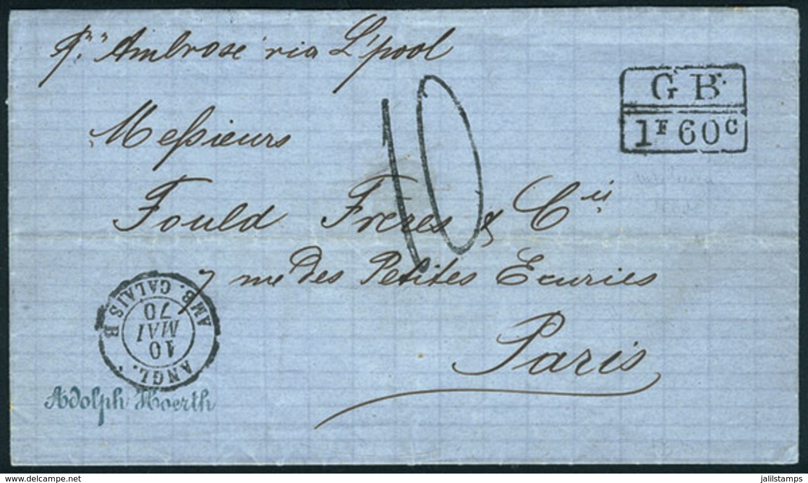 198 BRAZIL: Entire Letter Dated CEARÁ 16/AP/1870, Sent To Paris Via British Mail, VF Quality! - Altri & Non Classificati