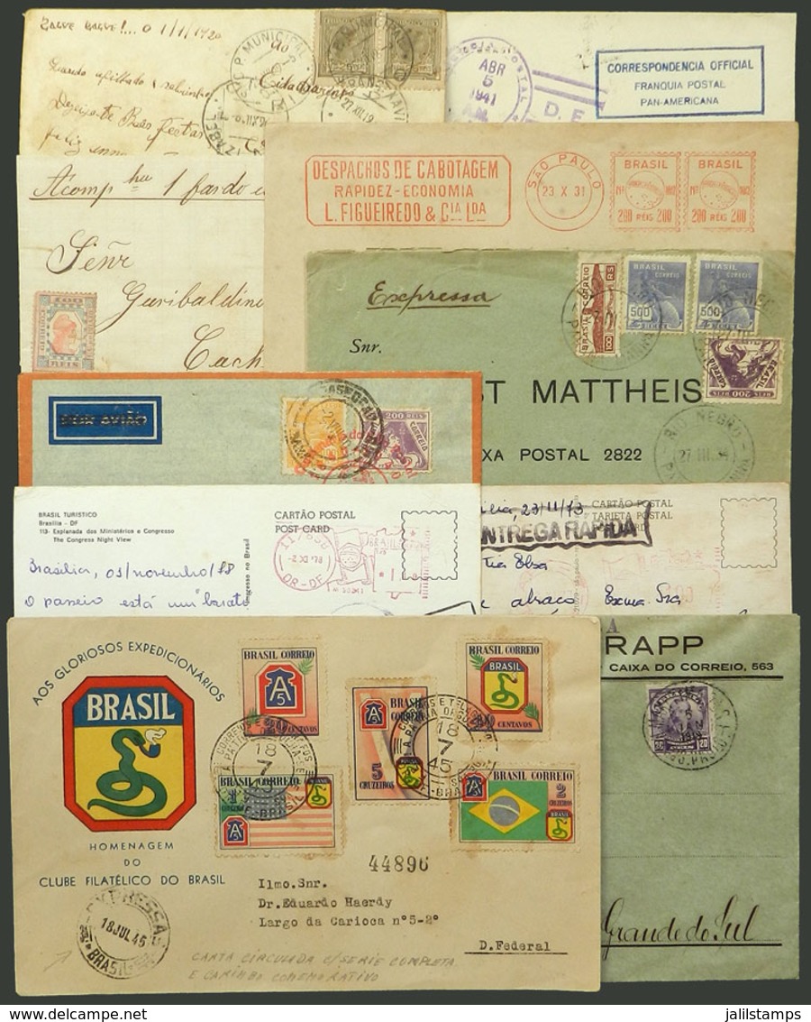 238 BRAZIL: 10 Covers, Cards Etc. Used Between 1910 And 1978 Approx., With Interesting Postal Marks And Handsome Postage - Altri & Non Classificati