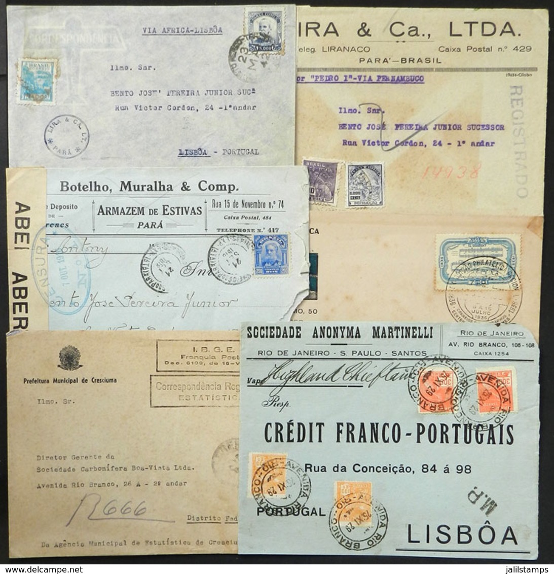 254 BRAZIL: 5 Covers + 1 Front Of Cover Of Years 1918/1942, Fine Quality, Good Opportunity At Low Start! - Sonstige & Ohne Zuordnung